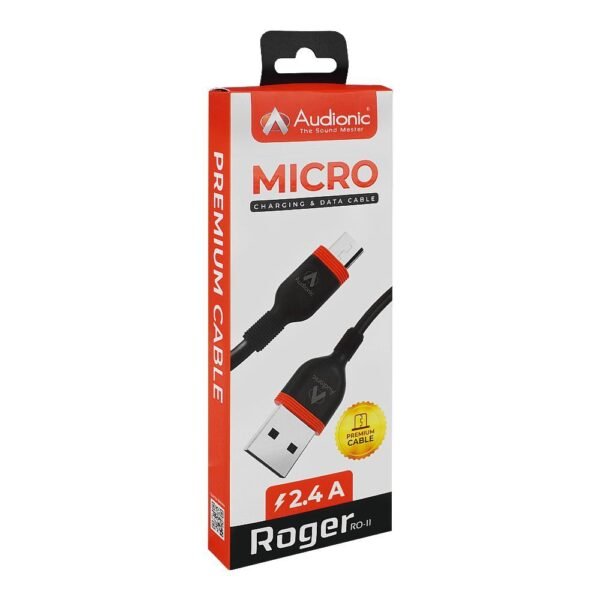 Audionic Roger Micro Charging & Data Cable RO-11 | 1000mm Cable | Fast Data Sync | Durable Cable | Black
