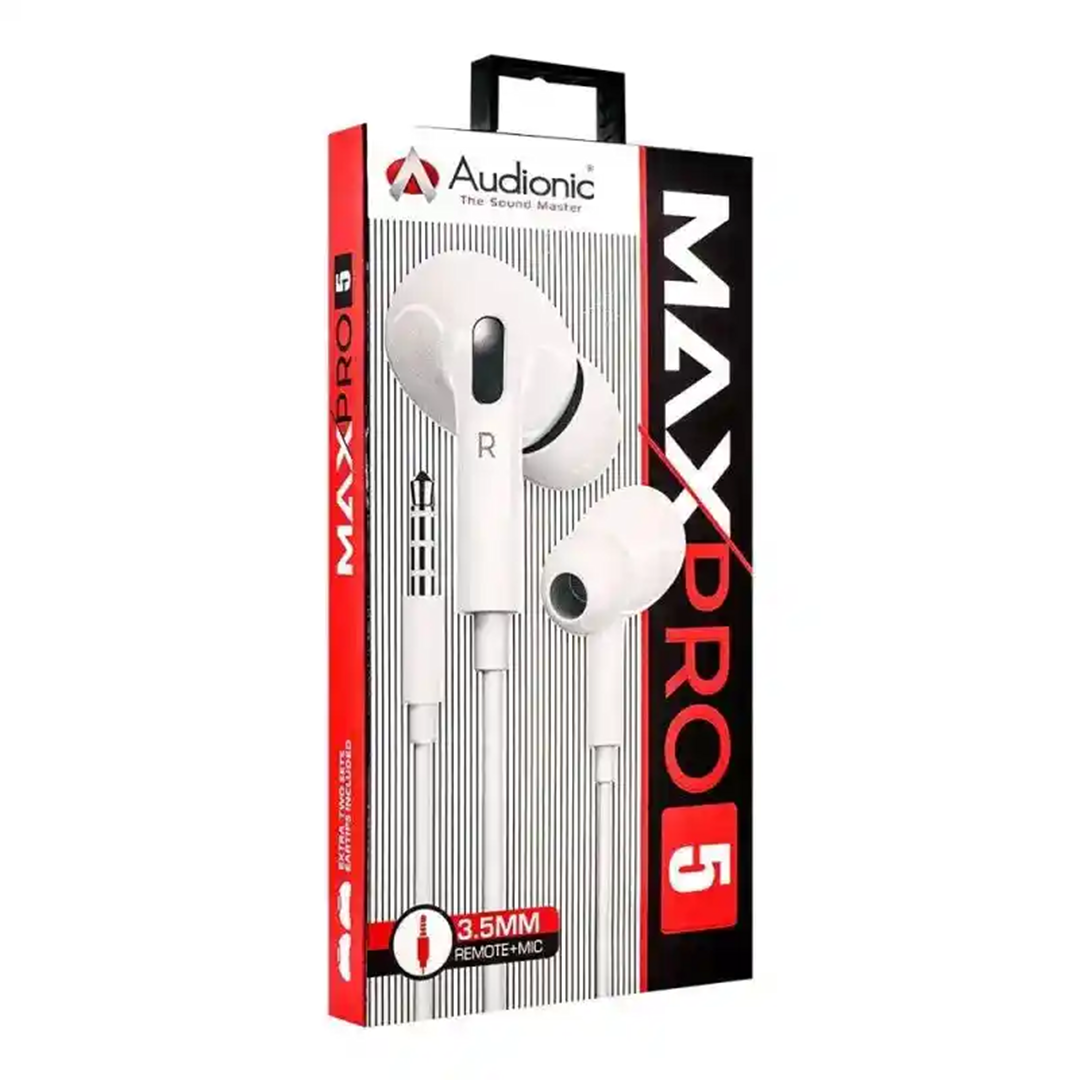 Audionic Handsfree Pro Max 5 | Wired Earphones | Stereo Sound | Built-In Microphone | In-Ear Earbuds