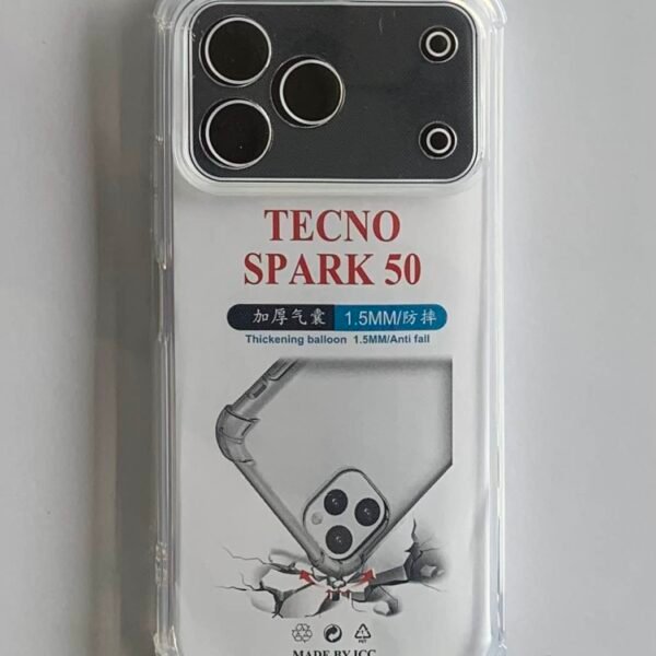 Tecno SPARK 50 Transparent Cover | Clear TPU Back Case | Slim Protective Phone Cover | Shockproof Mobile Case